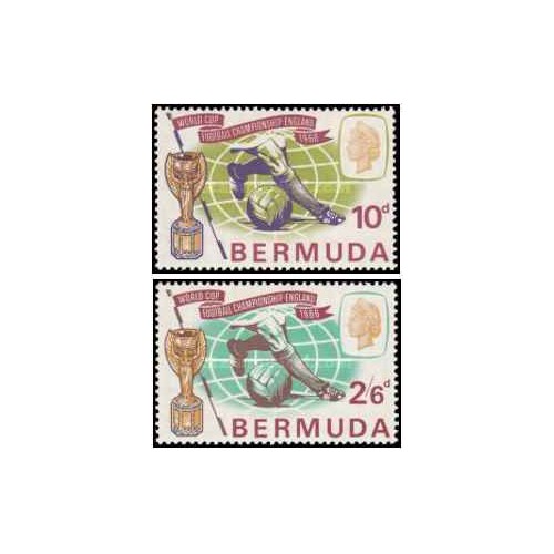 2 عدد تمبرجام جهانی فوتبال - انگلیس -  برمودا 1966