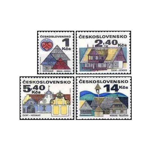 4 عدد تمبر سری پستی - ساختمان های منطقه ای - 2 -  چک اسلواکی 1971 قیمت 7 دلار
