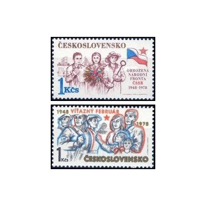 2 عدد تمبر سی امین سالگرد پیروزی فوریه و جبهه ملی- چک اسلواکی 1978