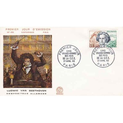 پاکت مهر روز ،مشاهیر کشورهای جامعه اقتصادی اروپا - بتهون -فرانسه 1963