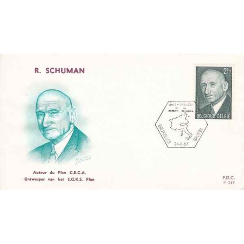 پاکت مهر روز ، به یاد رابرت شومان - بلژیک 1967 پاکت مهر روز ، به یاد رابرت شومان - بلژیک 1967