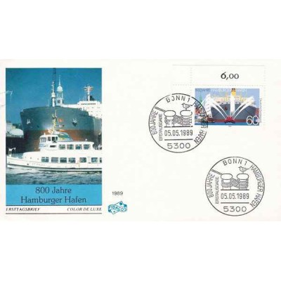 پاکت مهر روز ،هشتصدمین سالگرد هارپر هامبورگ - جمهوری فدرال آلمان 1989