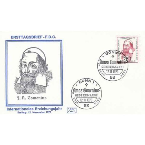 پاکت مهر روز ،سیصدمین سالگرد مرگ آموس کومینیوس - جمهوری فدرال آلمان 1970 پاکت مهر روز ،سیصدمین سالگرد مرگ آموس کومینیوس - جمهوری فدرال آلمان 1970