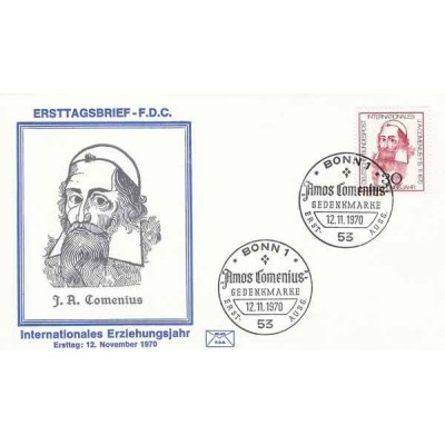 پاکت مهر روز ،سیصدمین سالگرد مرگ آموس کومینیوس - جمهوری فدرال آلمان 1970