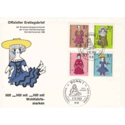 پاکت مهر روز ، تمبرهای خیریه - عروسکها - جمهوری فدرال آلمان 1968