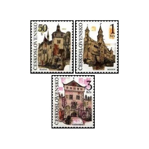 3 عدد تمبر قلعه ها - چک اسلواکی 1991