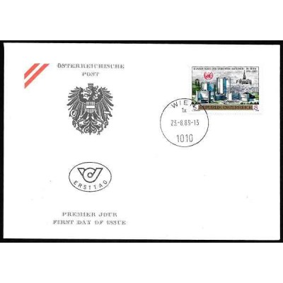 پاکت مهر روز ، دهمین سالگرد تاسیس دفتر سازمان ملل متحد در وین - اتریش 1989