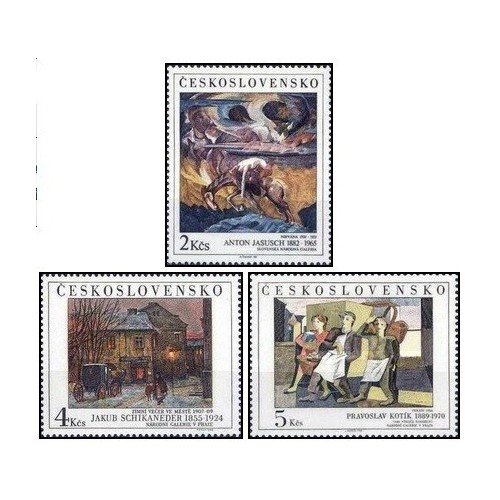 3 عدد تمبر نقاشی هایی از گالری ملی پراگ - چک اسلواکی 1989