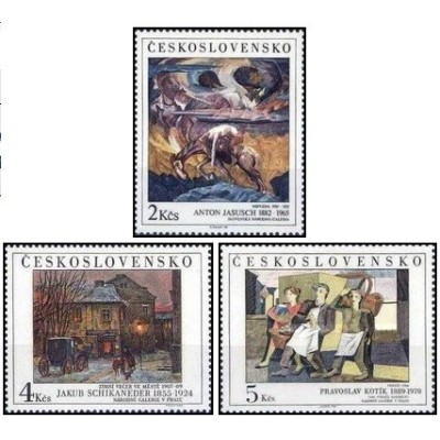 3 عدد تمبر نقاشی هایی از گالری ملی پراگ - چک اسلواکی 1989
