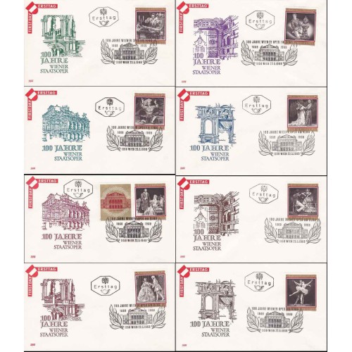 8 عدد پاکت مهر روز ،صدمین سالگرد اپرای دولتی وین - اتریش 1969