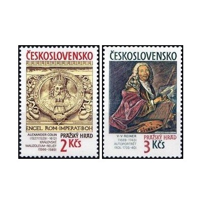 2 عدد تمبر قلعه پراگ - چک اسلواکی 1989