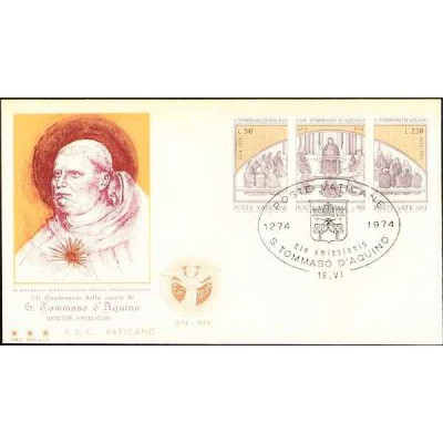 پاکت مهر روز هفتصدمین سالگرد مرگ توماس آکویناس  - واتیکان 1974