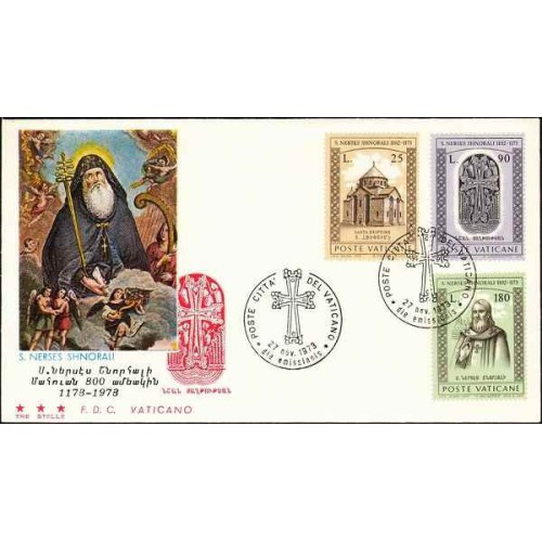 پاکت مهر روز هشتصدمین سالگرد درگذشت پدرسالار ارامنه نارسس شنورالیس - واتیکان 1973 پاکت مهر روز هشتصدمین سالگرد درگذشت پدرسالار ارامنه نارسس شنورالیس - واتیکان 1973