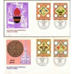 2 عدد پاکت مهر روز هزارمین سالگرد اقامتگاه اسقفی لاتین در پراها  - واتیکان 1973
