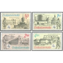 4 عدد تمبر  نمایشگاه بین المللی تمبر پراگا و 70مین سالگرد موزه پست - چک اسلواکی 1988