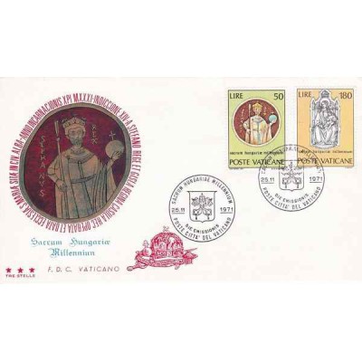 پاکت مهر روز هزارمین سالگرد مسیحیت در مجارستان  - واتیکان 1971