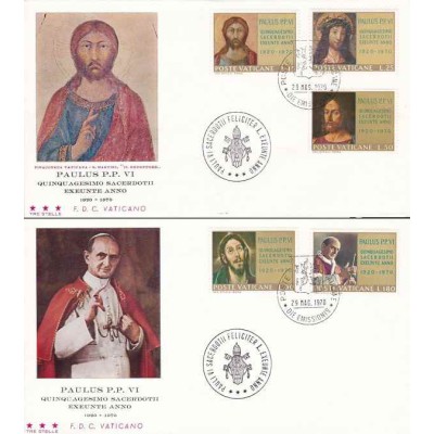 2 عدد پاکت مهر روز پنجاهمین سالگرد انتصاب پاپ پل ششم - واتیکان 1970
