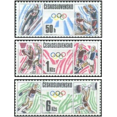3 عدد تمبر  بازی های المپیک زمستانی و تابستانی - کلگری و سئول - چک اسلواکی 1988