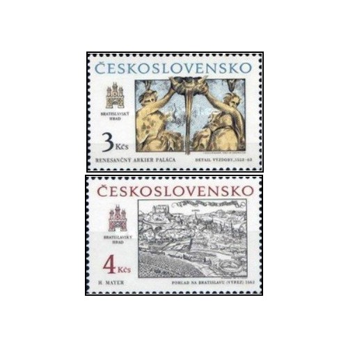 2 عدد تمبر  براتیسلاوا تاریخی - چک اسلواکی 1987