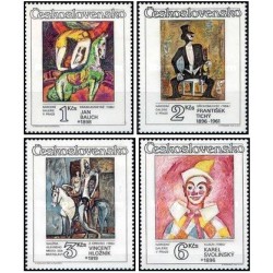 4 عدد تمبرسیرک و اعمال گوناگون آن بر روی نقاشی ها - چک اسلواکی 1986