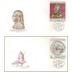 2 عدد پاکت مهر روز قلعه پراگ - گنجینه های هنری - چک اسلواکی 1970