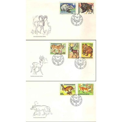 3 عدد پاکت مهر روز حیوانات شکار - چک اسلواکی 1966 قیمت تمبر 8.5 دلار