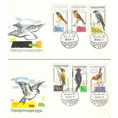 2 عدد پاکت مهر روز ،پرنده ها - چک اسلواکی 1964 قیمت تمبر 12.3 دلار