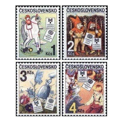 4 عدد تمبر دهمین نمایشگاه دوسالانه تصویرگری کتاب برای کودکان، براتیسلاوا - چک اسلواکی 1985