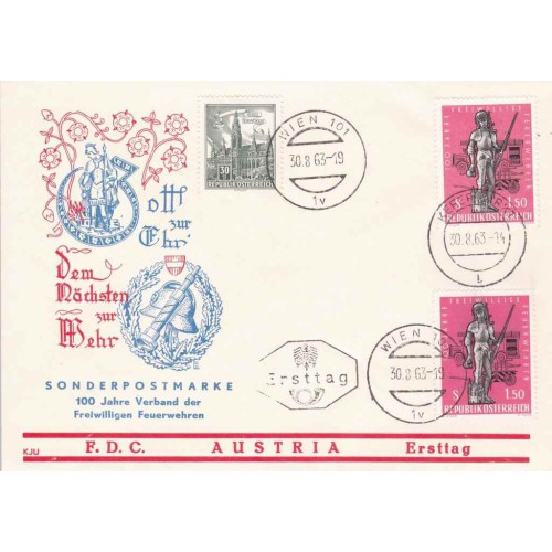 پاکت مهر روز ، صدمین سالگرد آتش نشانان داوطلب -2- اتریش 1963 پاکت مهر روز ، صدمین سالگرد آتش نشانان داوطلب -2- اتریش 1963