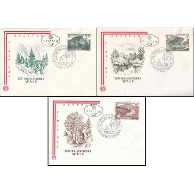 3 عدد  پاکت مهر روز ، جنگل های اتریش - اتریش 1962