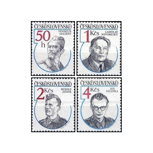 4 عدد تمبر قهرمانان ضد فاشیست - چک اسلواکی 1984
