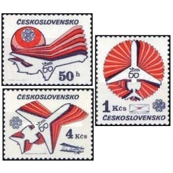 3 عدد تمبر سال ارتباطات جهانی و شصتمین سالگرد خطوط هوایی چکسلواکی - چک اسلواکی 1983