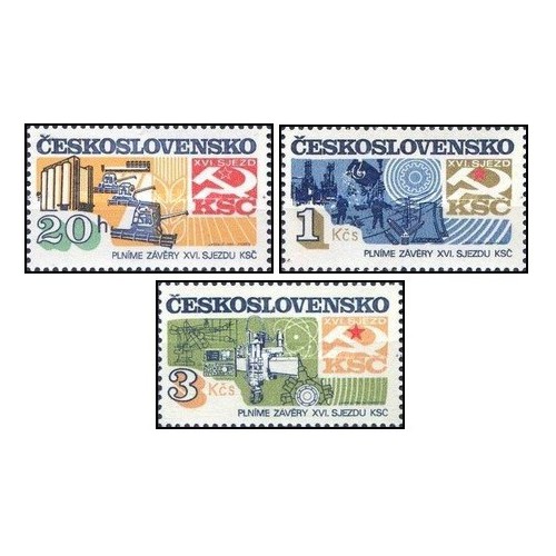 3 عدد تمبر دستاوردهای ساخت و ساز سوسیالیستی- چک اسلواکی 1982