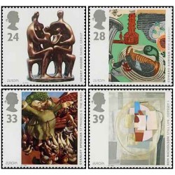 4 عدد تمبر مشترک اروپا - Europa Cept - هنر معاصر -  انگلیس 1993