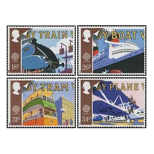 4 عدد تمبر مشترک اروپا - Europa Cept - حمل و نقل و ارتباطات -  انگلیس 1988