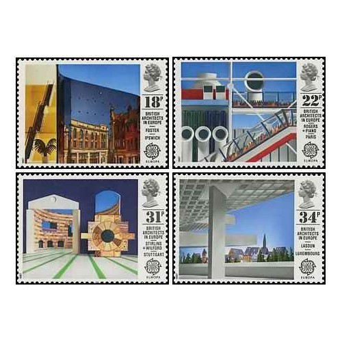 4 عدد تمبر مشترک اروپا - Europa Cept - معماری مدرن -  انگلیس 1987