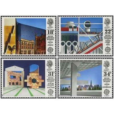 4 عدد تمبر مشترک اروپا - Europa Cept - معماری مدرن -  انگلیس 1987