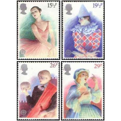 4 عدد  تمبر مشترک اروپا - Europa Cept - رویدادهای تاریخی - تئاتر بریتانیا - انگلیس 1982