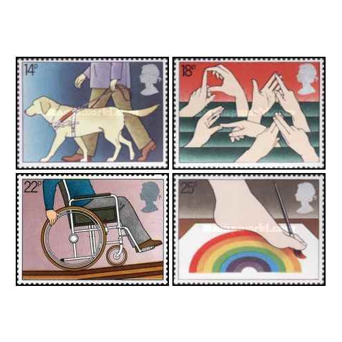 4 عدد  تمبر سال جهانی معلولین - انگلیس 1981