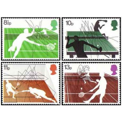 4 عدد  تمبر صدمین سالگرد مسابقات قهرمانی تنیس ویمبلدون  - انگلیس 1977