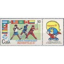 1 عدد تمبر دهمین دوره بازی های پان آمریکایی، ایندیاناپولیس - کوبا 1987