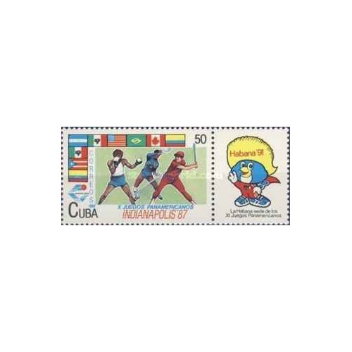 1 عدد تمبر دهمین دوره بازی های پان آمریکایی، ایندیاناپولیس - کوبا 1987