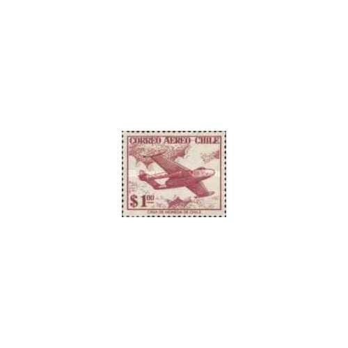 1 عدد تمبر سری پستی - پست هوایی - هواپیماها - 1P - شیلی 1956