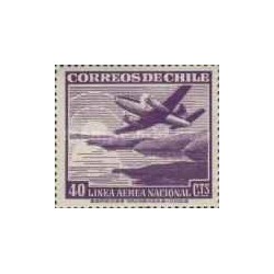 1 عدد تمبر سری پستی - پست هوایی - تصاویر پرواز - 40C - شیلی 1950