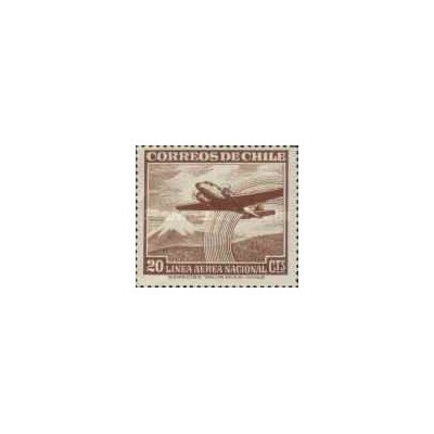1 عدد تمبر سری پستی - پست هوایی - تصاویر پرواز - 20C - شیلی 1950