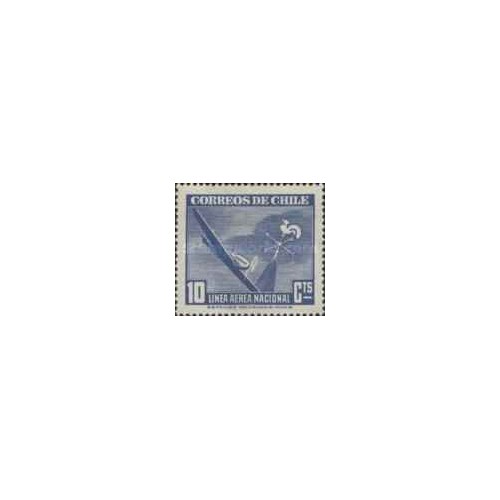 1 عدد تمبر سری پستی - پست هوایی - تصاویر پرواز - 10C - شیلی 1942