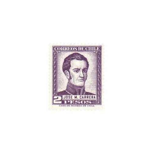 1 عدد تمبر سری پستی شخصیتها - ژنرال خوزه میگل کاررا - شیلی 1956