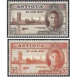 2 عدد  تمبر پایان جنگ جهانی دوم -  آنتیگوا 1946