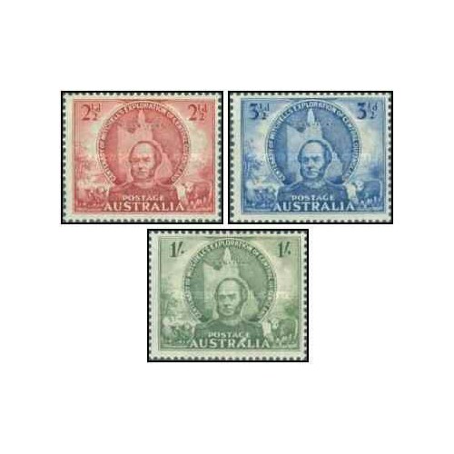 3 عدد  تمبر صدمین سالگرد اکتشاف کوئینزلند مرکزی سر توماس میچل -  استرالیا 1946