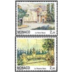 2 عدد  تمبر موناکوی قدیم - تابلوهای نقاشی های کلود روستیچر -  موناکو 1992